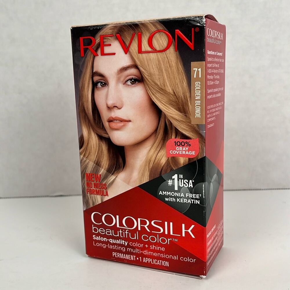Revlon Colorsilk Hair Color Permanent 71 Golden Blonde Ammonia Free Keratin
